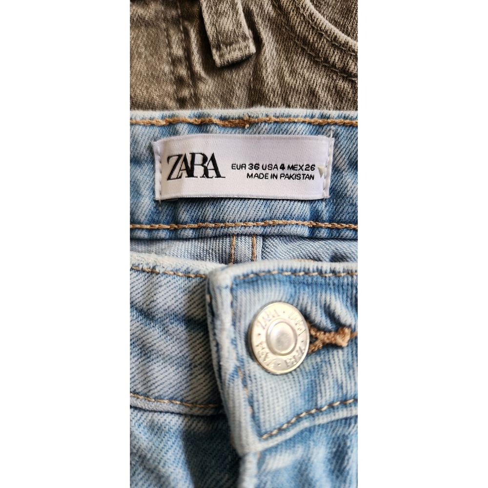 Zara Women Light Wash High Rise Straight Leg Raw Hem Denim Jeans Size 4 MEX 26 - Picture 5 of 5